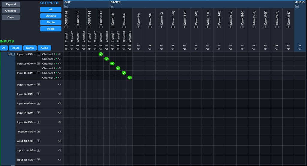 Audio Matrix & Dante with PIXELHUE Switcher